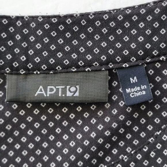 Apt 9 Long Sleeve Button Down Pin Dot Blouse Black White Womens Size M Polyester - Picture 9 of 11